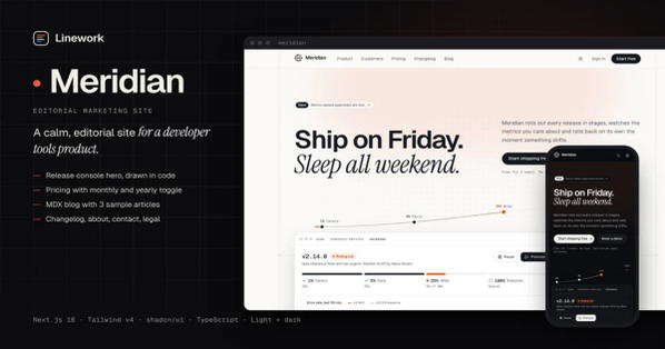 Meridian: Modern SaaS Landing Page Template
